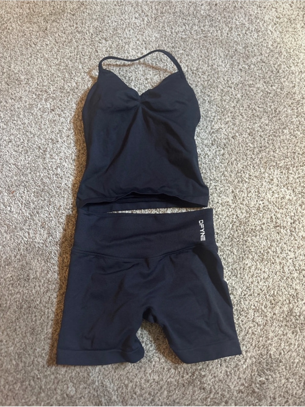 DFYNE Black Cropped Tank Top & High-Waist Bike Shorts Set